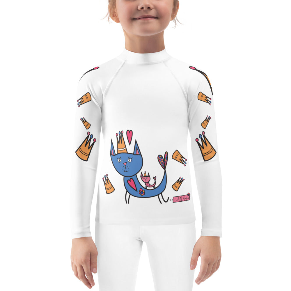 Kids Rash Guard Royal Cat