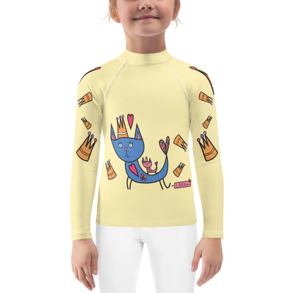 Kids Rash Guard Royal Cat Beige