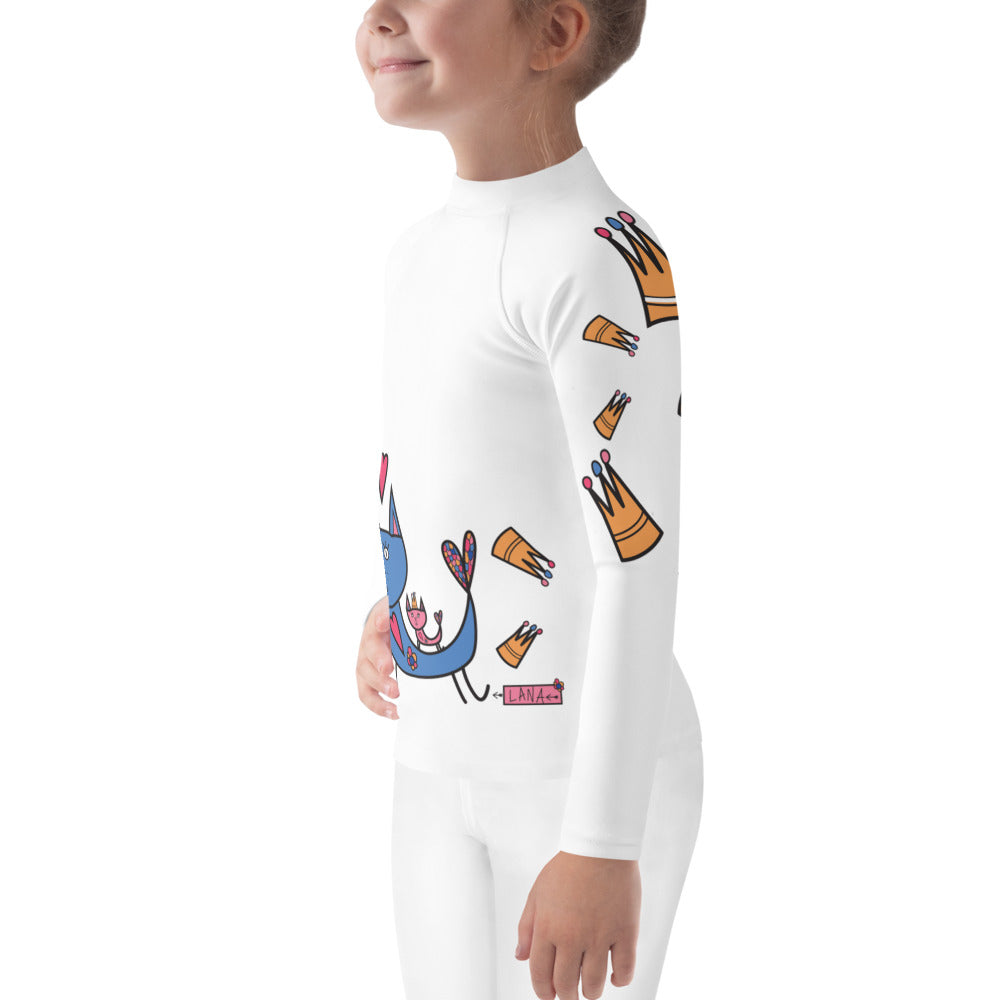 Kids Rash Guard Royal Cat