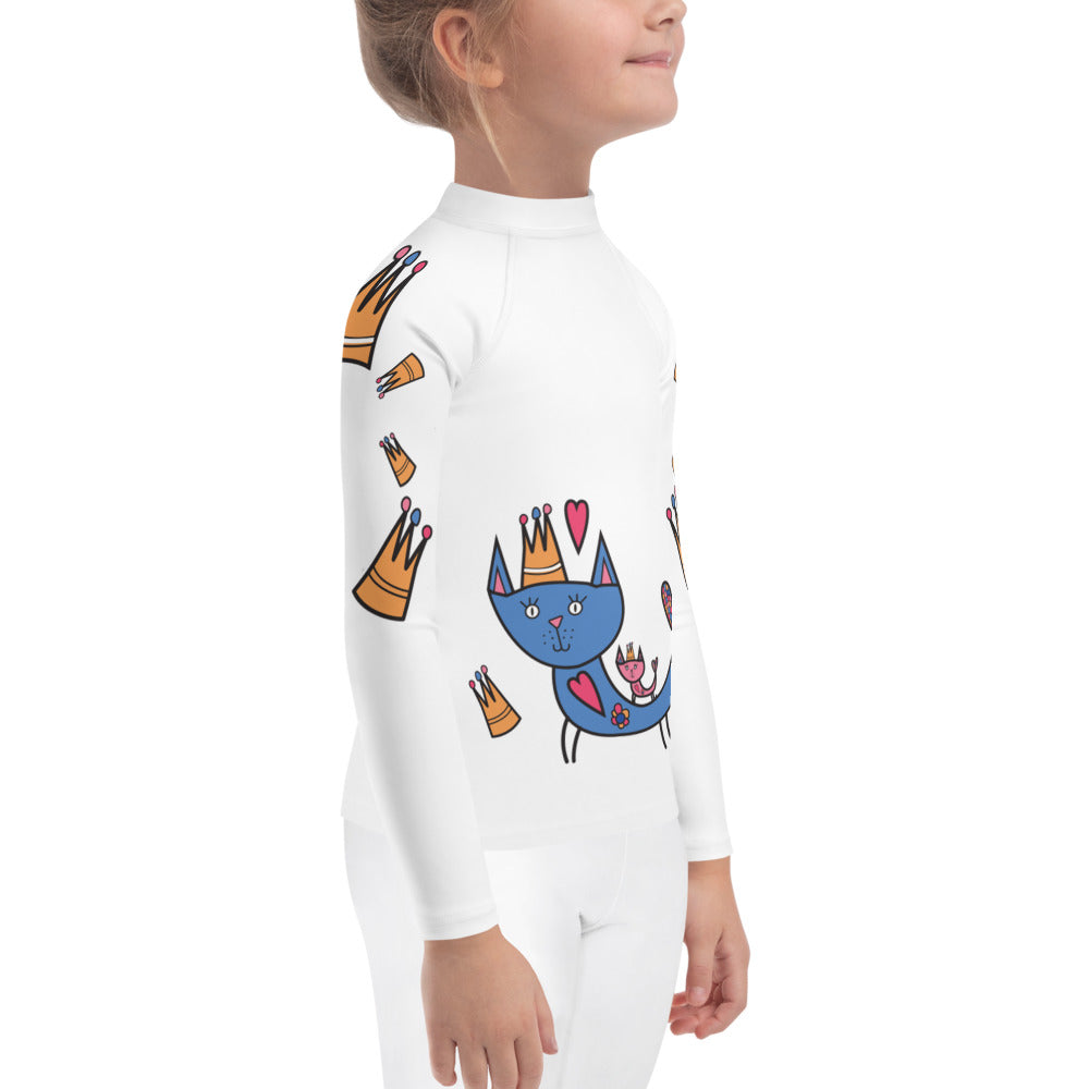 Kids Rash Guard Royal Cat