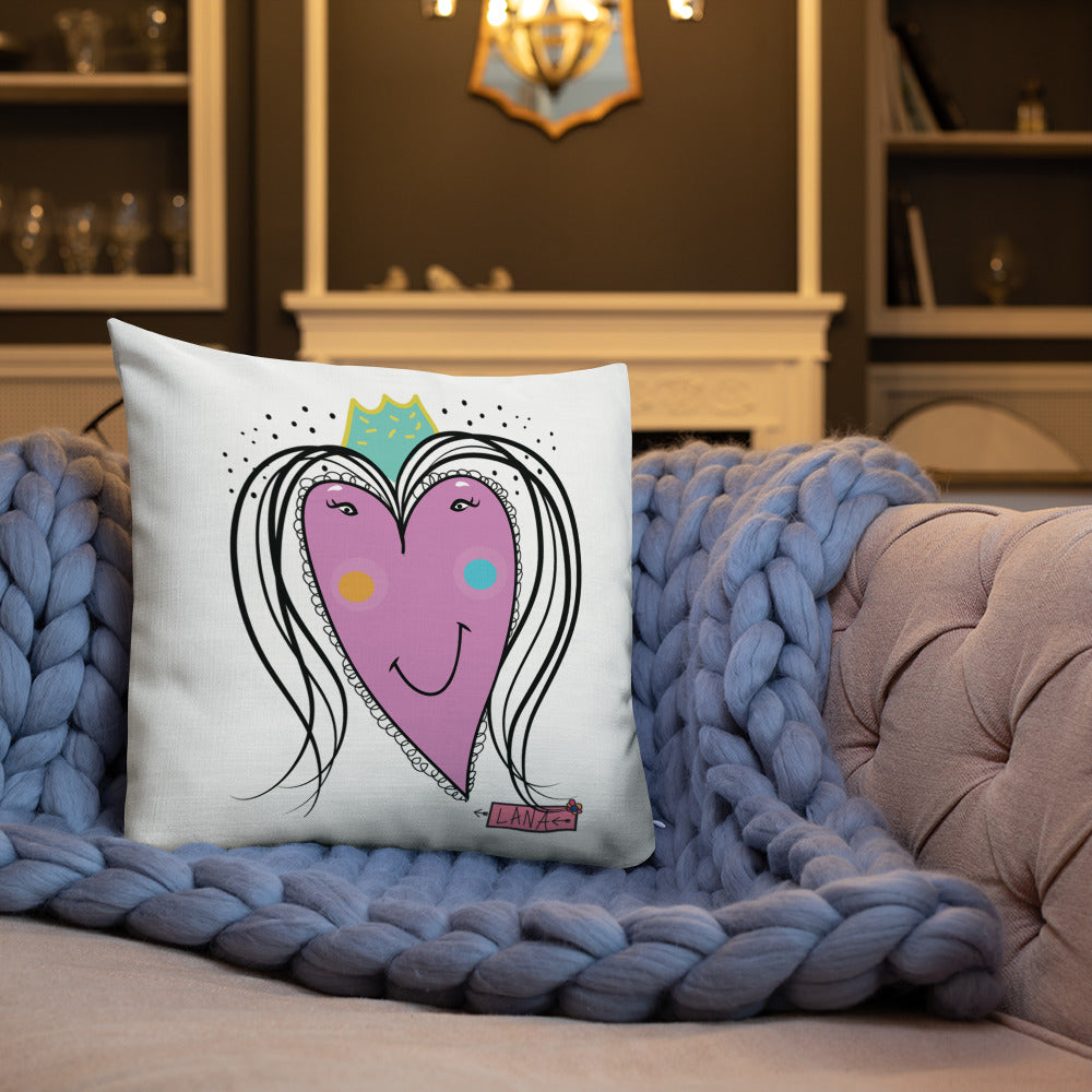 Premium Pillow Queen Heart Front 18x18