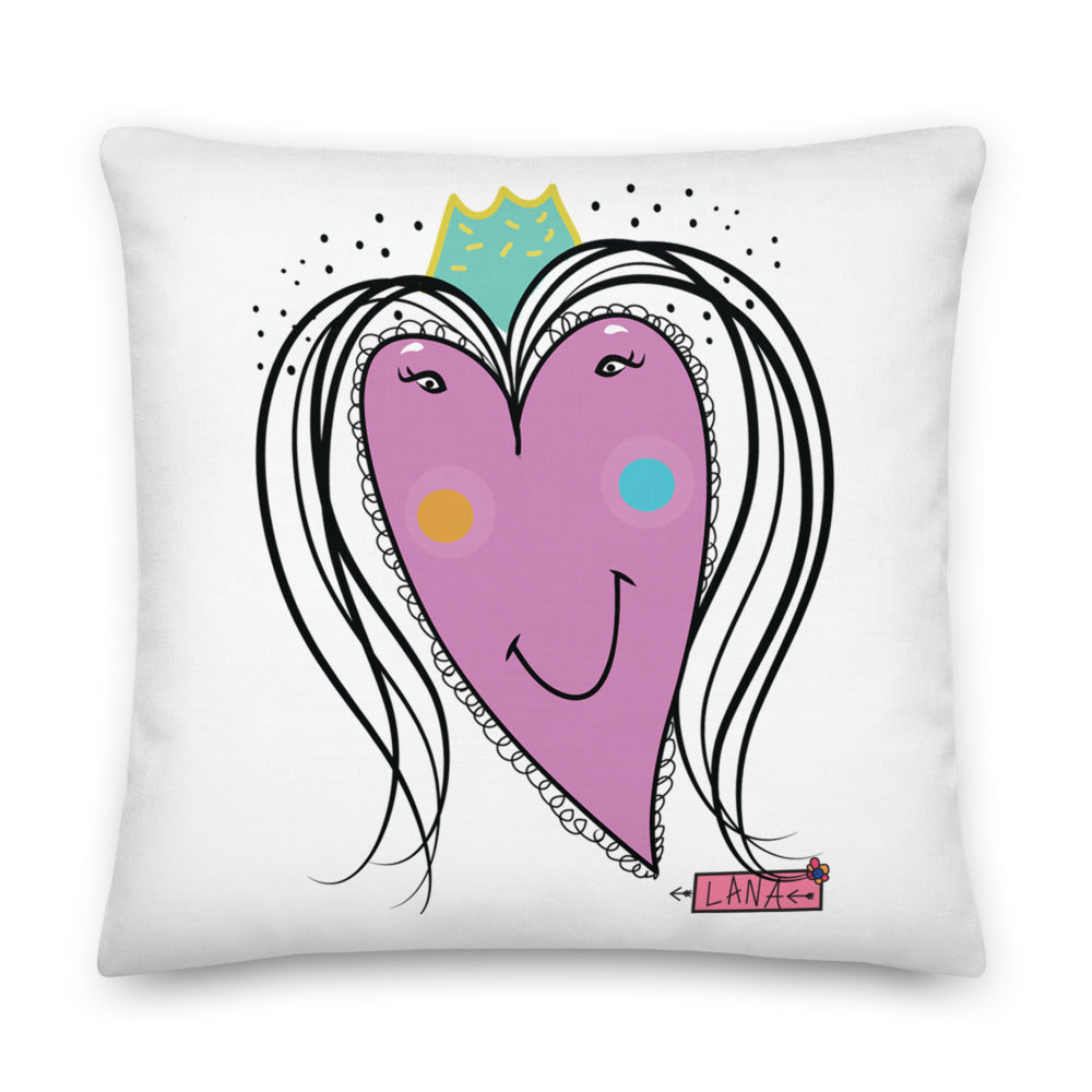 Premium Pillow Queen Heart Front 22x22