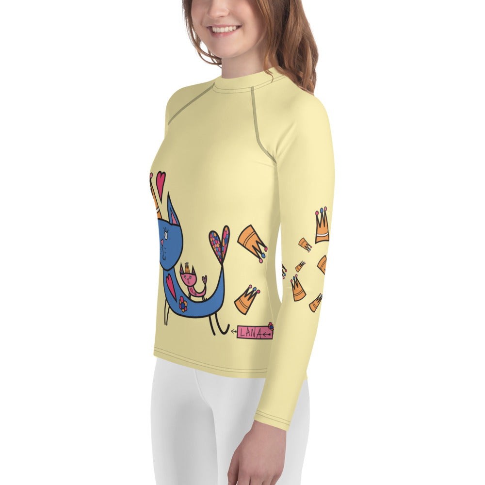 Youth Rash Guard Beige Left